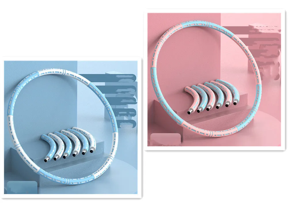Weight loss hula hoop for belly waist fat reduction, blue and white, 90 cm diameter, removable 6 sections