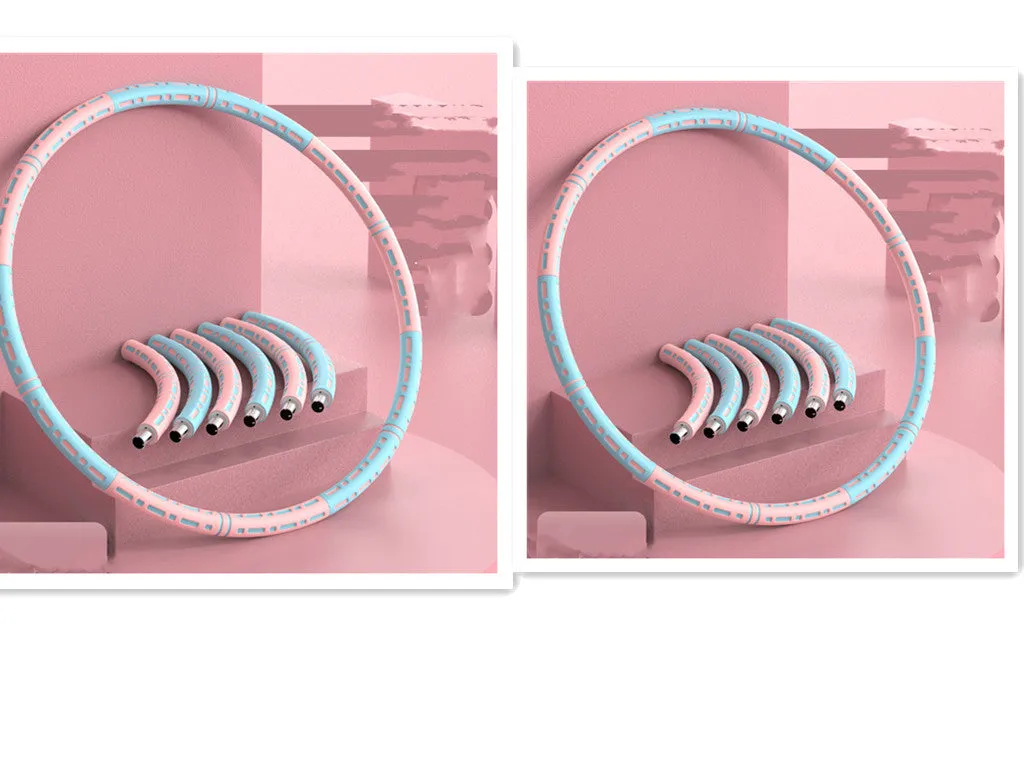 Weight loss hula hoop for belly waist fat reduction, blue and white, 90 cm diameter, removable 6 sections