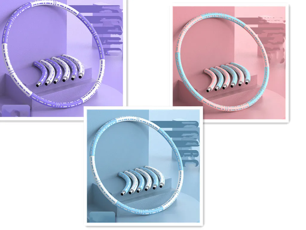 Weight loss hula hoop for belly waist fat reduction, blue and white, 90 cm diameter, removable 6 sections