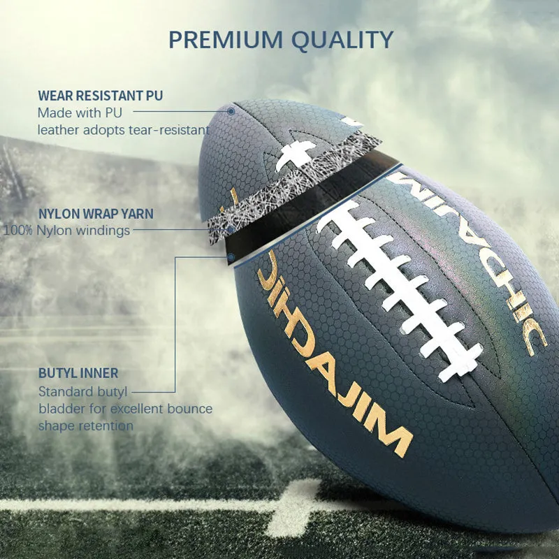 Luminous fluorescent reflective football size 9 with PU surface, machine sewn, reflective finish for night training