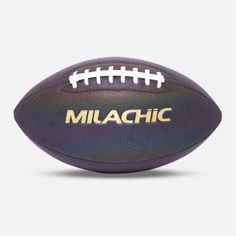 Luminous fluorescent reflective football size 9 with PU surface, machine sewn, reflective finish for night training