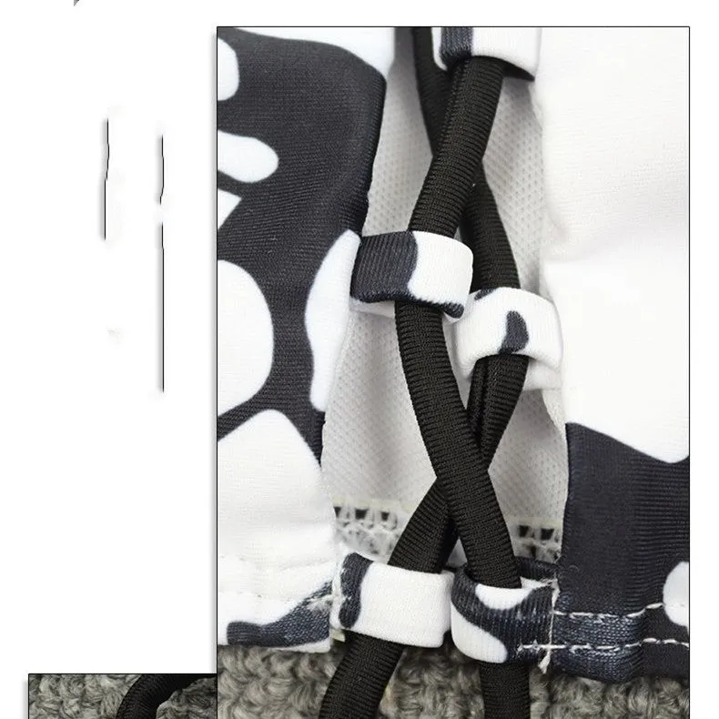 Black and white tie dye two-piece bikini set with chest pad and tied details on the top
