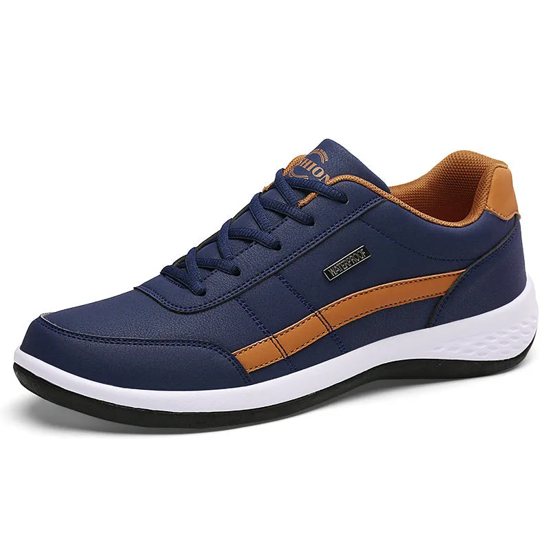 Round toe non-slip wear-resistant mesh sports sneakers in blue on a light background