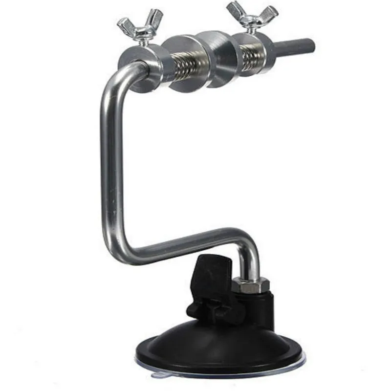 Silver aluminium fishing reel winder line spooler with adjustable tension and suction cup base