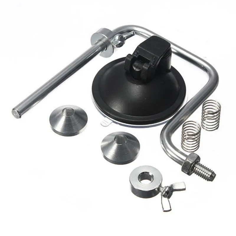 Silver aluminium fishing reel winder line spooler with adjustable tension and suction cup base