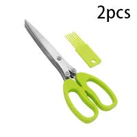 Green stainless steel five-layer kitchen scissors for chopping green onions and seaweed
