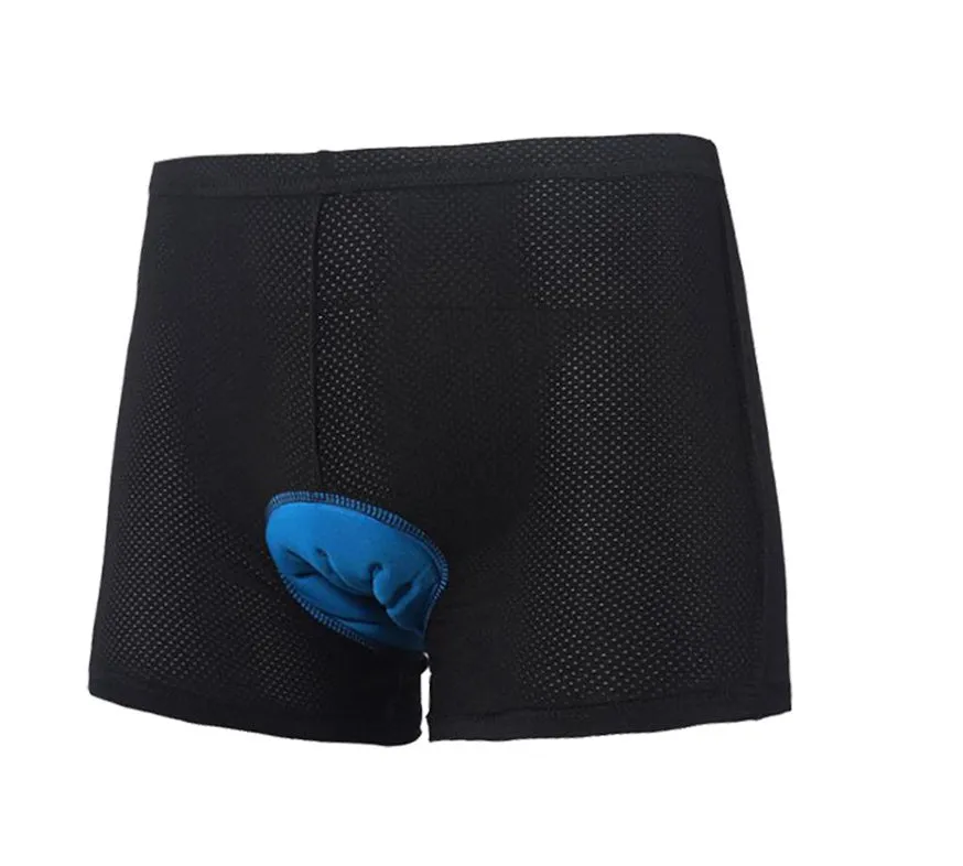 Black mesh Lycra cycling underwear shorts shown flat with silicone grip detail at hem