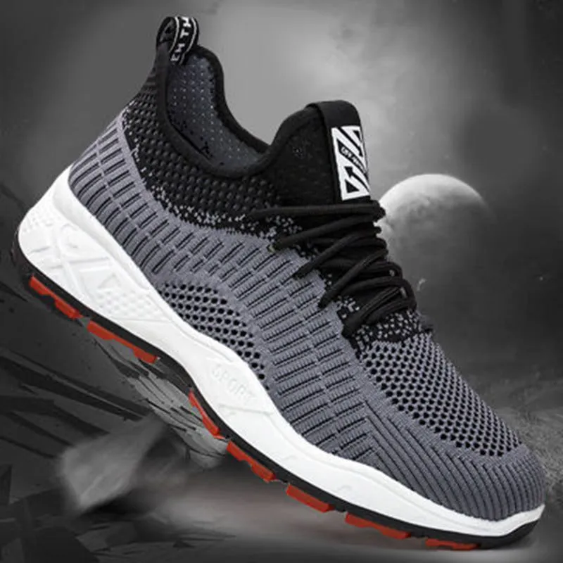 Korean style breathable mesh sports casual shoes in black with rubber sole