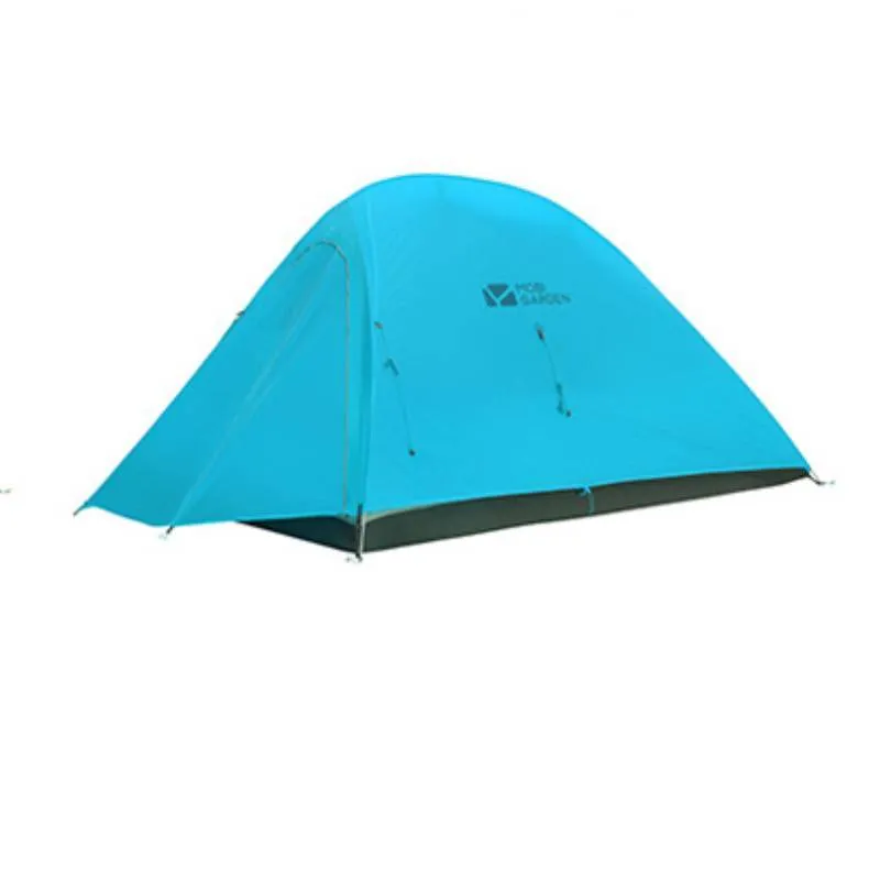Single light riding outdoor camping tent with double layer and aluminium poles in blue colour