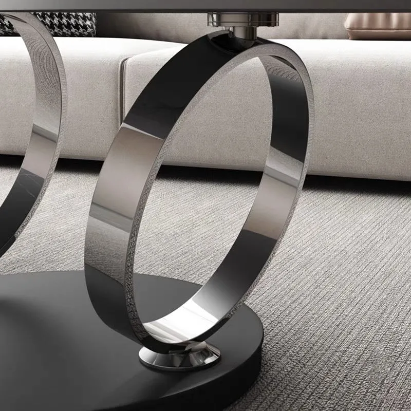 Round rotary retractable folding dining table with slate top in black and white colour option