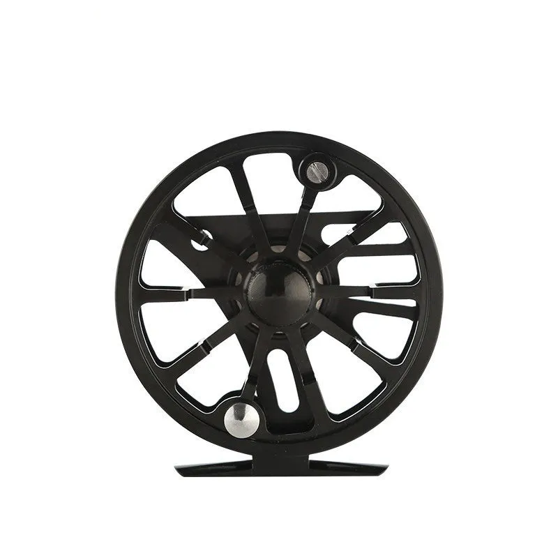 Fly fishing reel with CNC aluminium coil in blue, black, and green colour options
