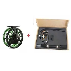 Fly fishing reel with CNC aluminium coil in blue, black, and green colour options