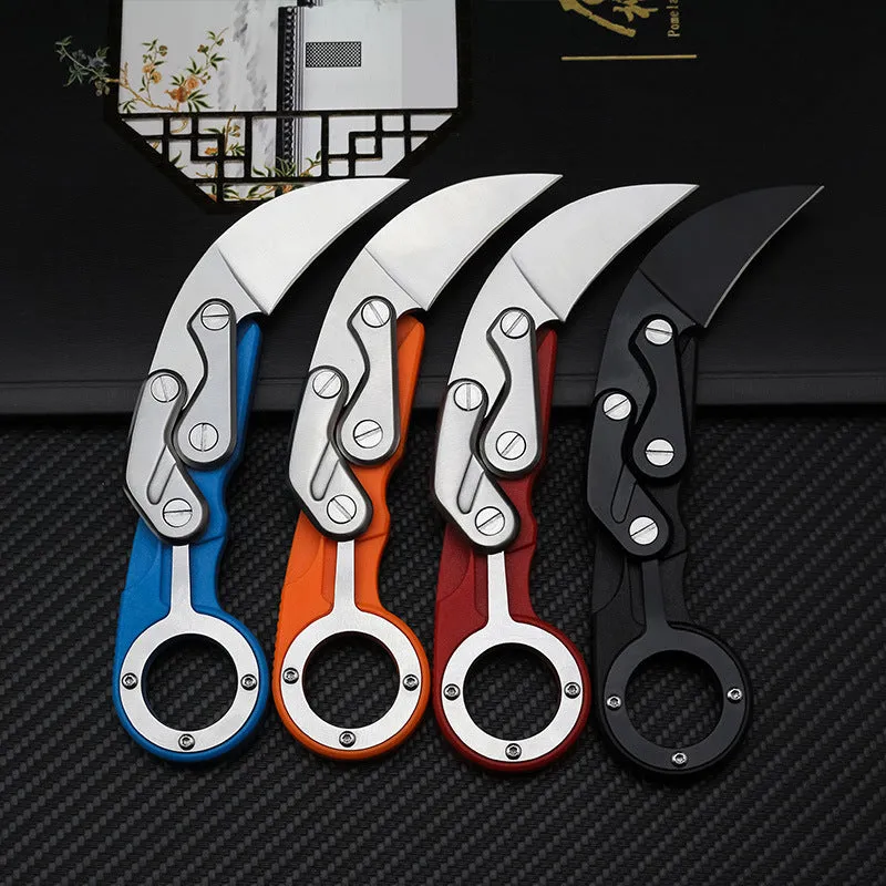 Mechanical claw knife 156mm high hardness straight blade in black colour for outdoor camping