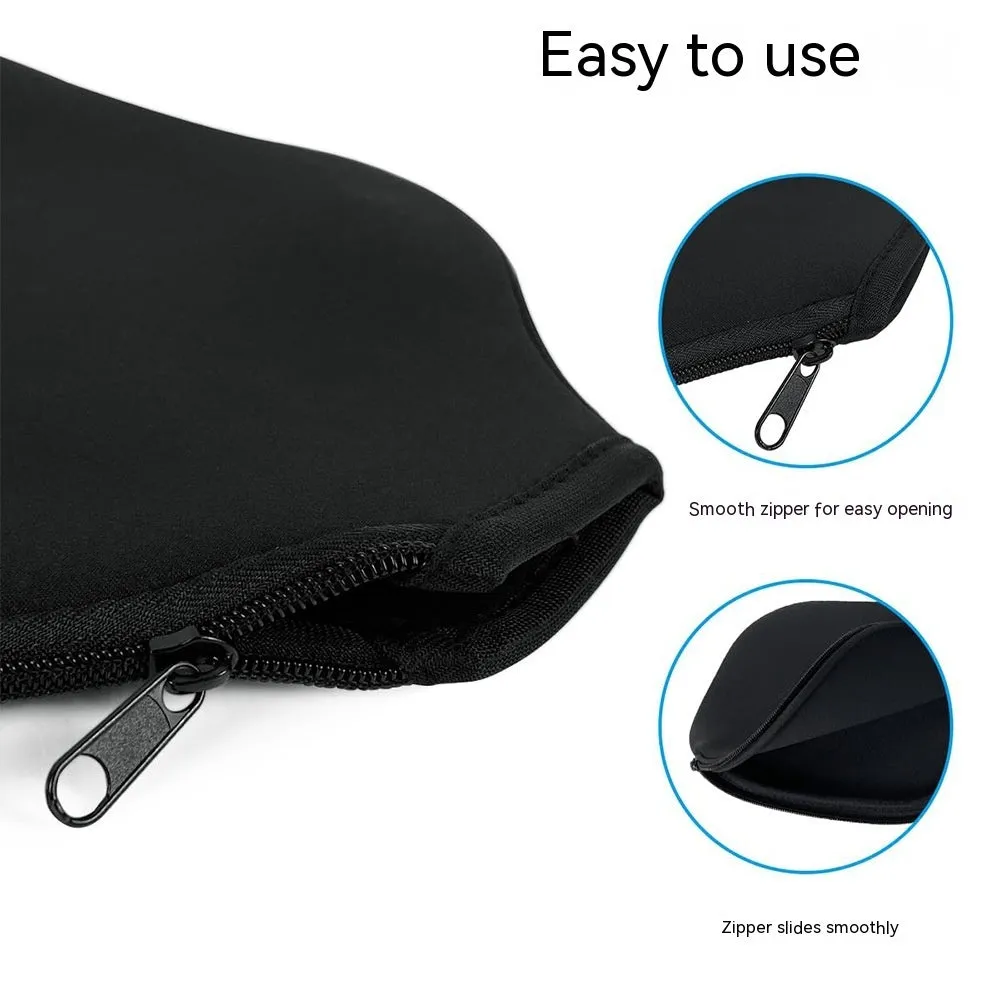Black neoprene protective sleeve for table tennis rackets and fitness equipment