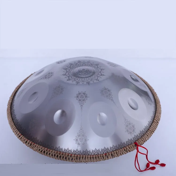 Mandala engraved hand disc drum steel plate music instrument black finish