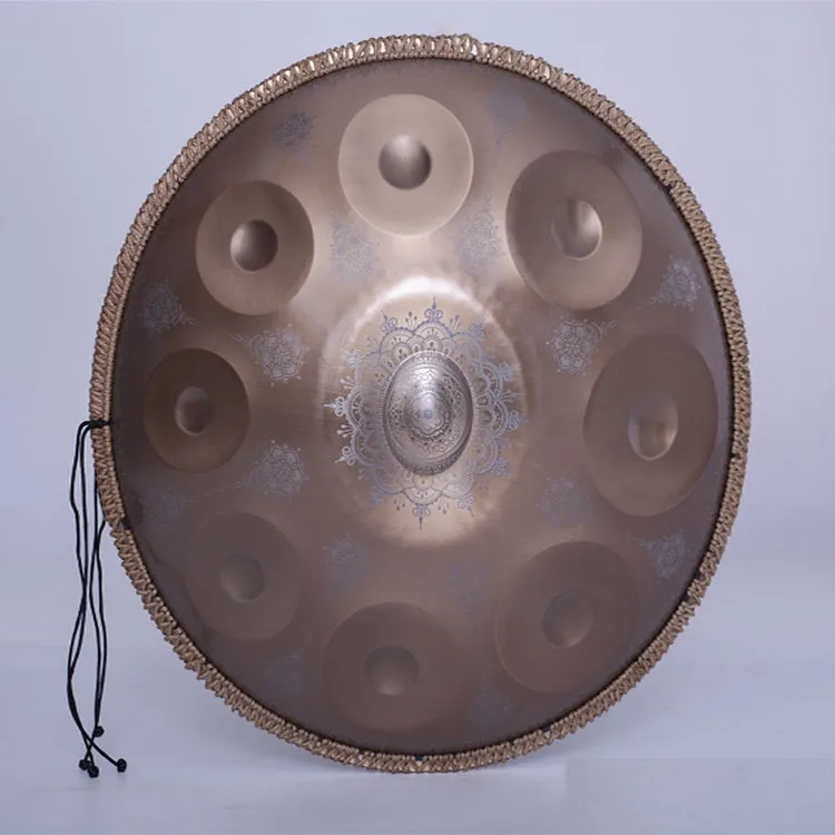 Mandala engraved hand disc drum steel plate music instrument black finish