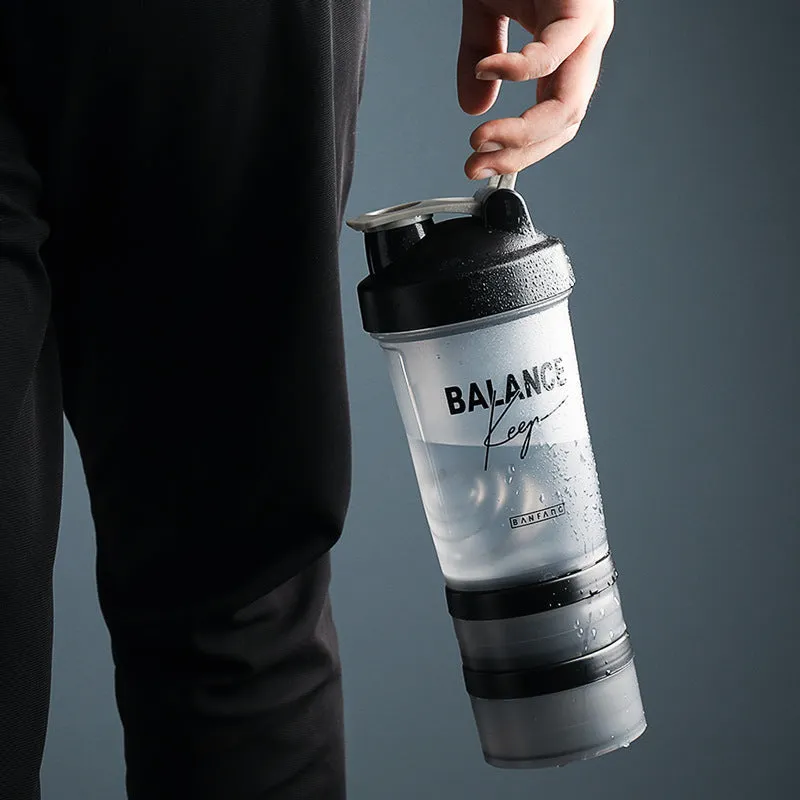 Fitness shake cup 500ml plastic leak-proof portable bottle for protein shakes