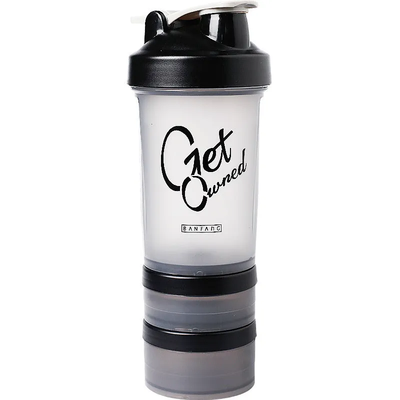 Fitness shake cup 500ml plastic leak-proof portable bottle for protein shakes