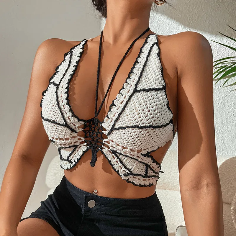 Women's black and white colour block bikini swimsuit free size