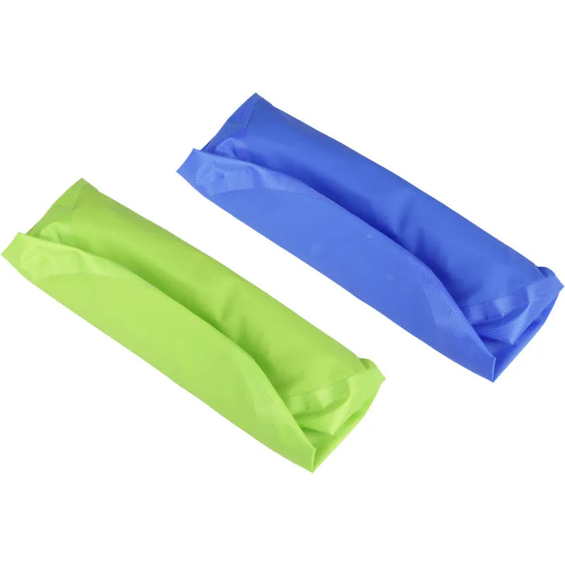 Outdoor folding washbasin bucket, plastic, 30cm diameter, available in blue and green, folded flat view