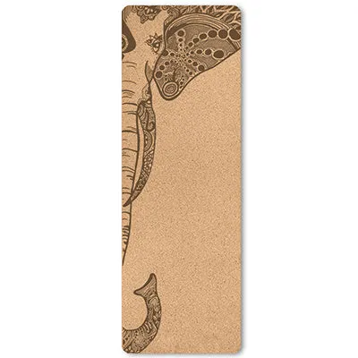 Cork TPE yoga mat on floor, 183x61cm, non-slip surface shown with subtle cork texture and TPE back