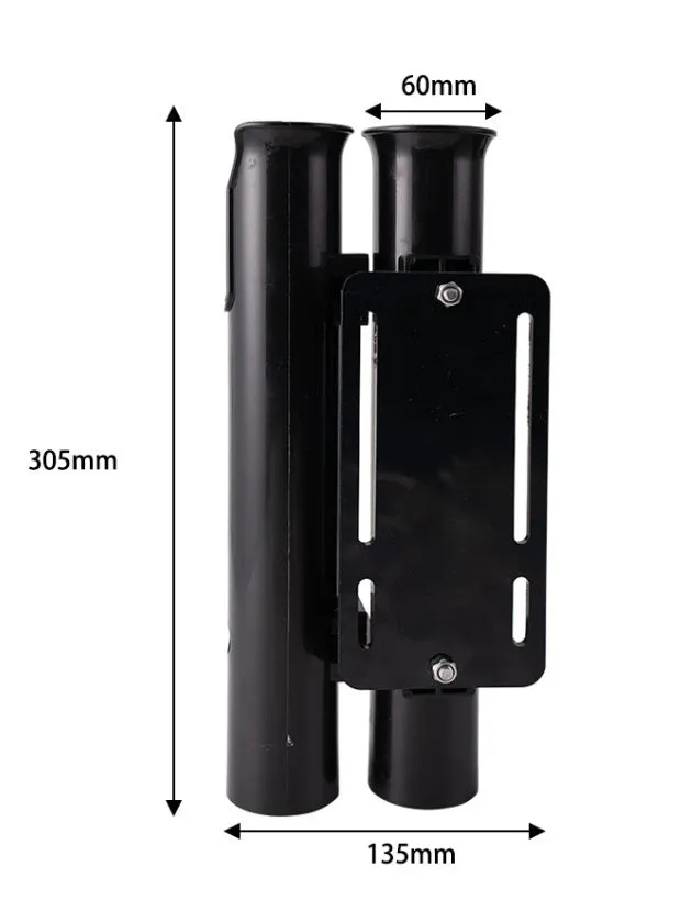 Double-layer plastic fishing rod rack with adjustable clamp mounted on bicycle frame