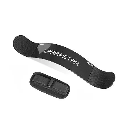 LARASTAR Arm Blaster Pro biceps support plate 58cm aluminium black on gym floor with barbell