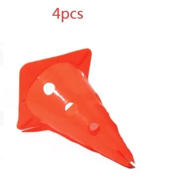 Set of 4 polyethylene football training cones 30cm height square base in blue green orange red yellow