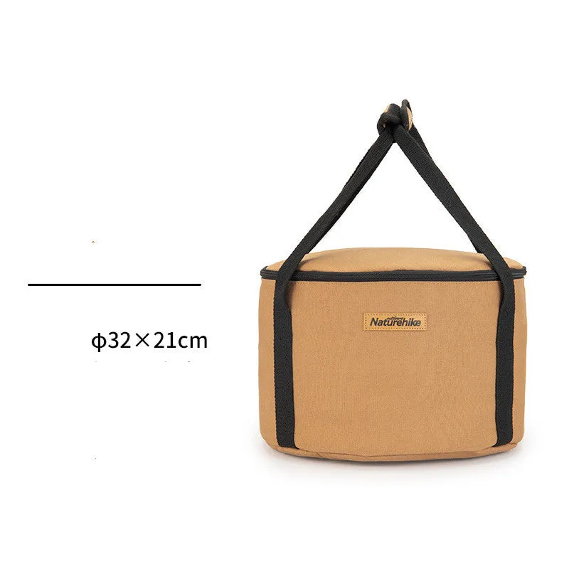Large camping bucket storage bag in 16A thickened canvas and 600D Oxford cloth with pearl cotton lining, 38x18cm, 19.3L