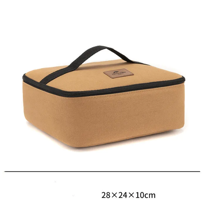 Large camping bucket storage bag in 16A thickened canvas and 600D Oxford cloth with pearl cotton lining, 38x18cm, 19.3L