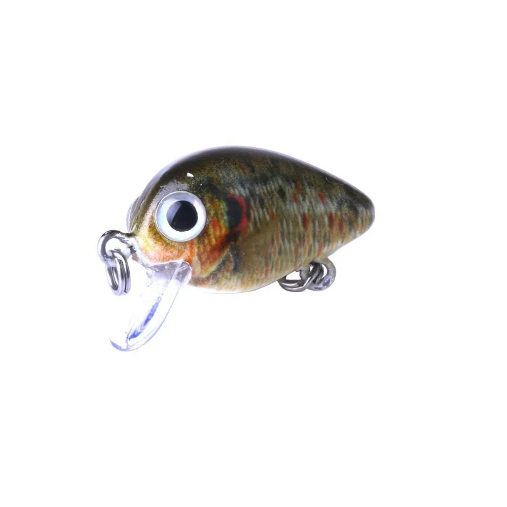 Mini crankbait fishing lures 2.7 cm 1.5 g with 3D holographic eyes and bright colours, 5-piece set in box
