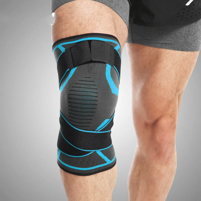 Cross strap compression knee pads for outdoor sports in black grey nylon