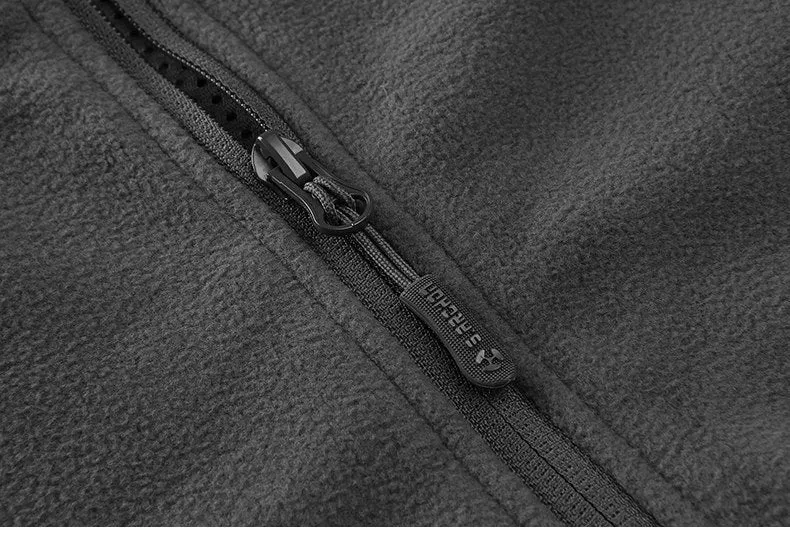 Men's thick military army fleece jacket, windproof thermal, cashmere lining, solid colour, zip front, turn-down collar