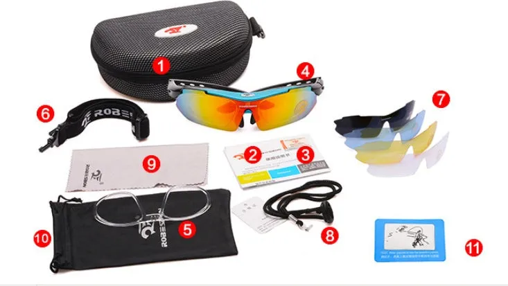 Polarised riding sunglasses in black frame, PC material, for cycling outdoor sports, windproof design