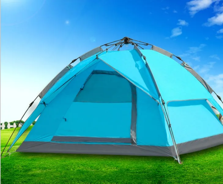 Waterproof automatic pop up tent for 3-4 people, Army Green, set up outdoors with 210x220cm dimensions