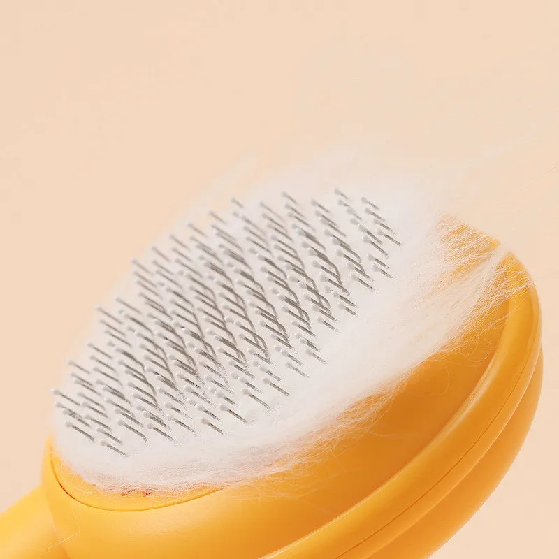 Hoopet Hamburger Hair Removal Comb with stainless steel needles in yellow colour for pet grooming