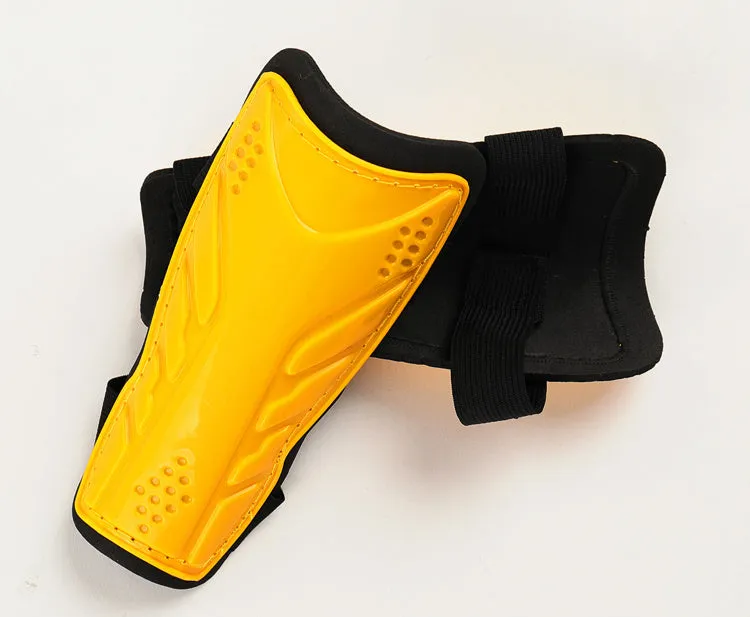 Football leggings with single bandage leg guard in black, showing outer plastic plating and soft foam inner