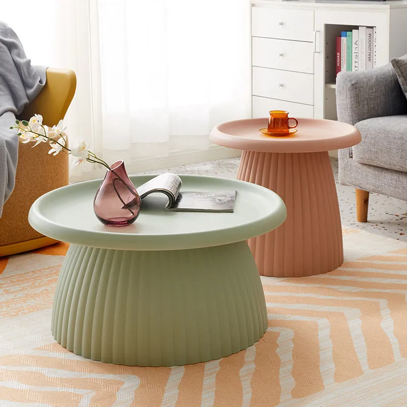 Plastic mushroom small coffee table in pink, 50x45cm, modern simple style for living room or balcony