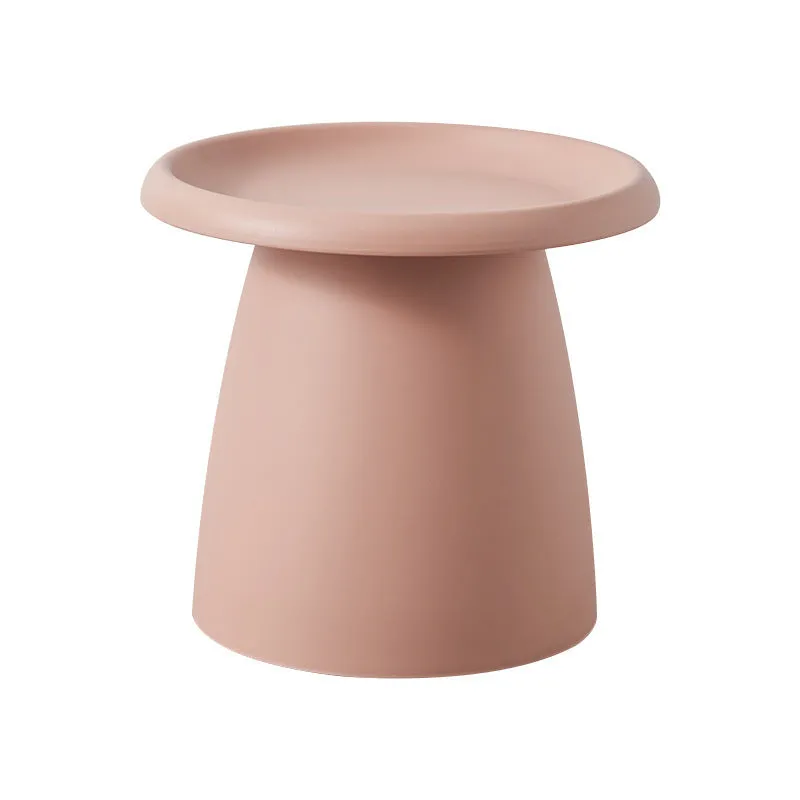 Plastic mushroom small coffee table in pink, 50x45cm, modern simple style for living room or balcony