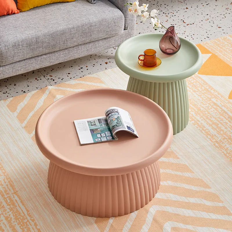 Plastic mushroom small coffee table in pink, 50x45cm, modern simple style for living room or balcony