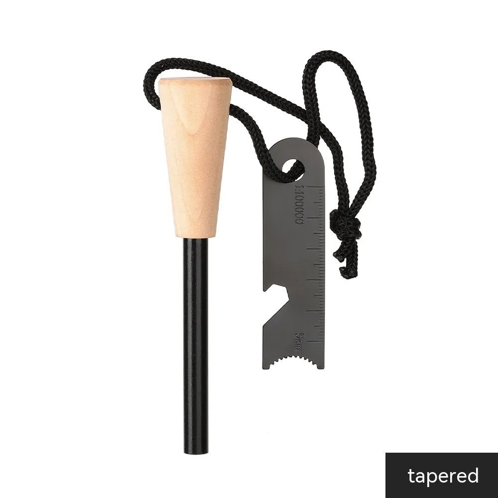 Portable outdoor flint survival tool with sparkstone, cylindrical style