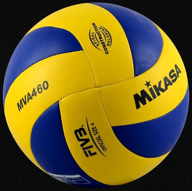 Machine sewn PU volleyball in hand on outdoor court – available in No.4 and No.5 sizes for junior and senior play