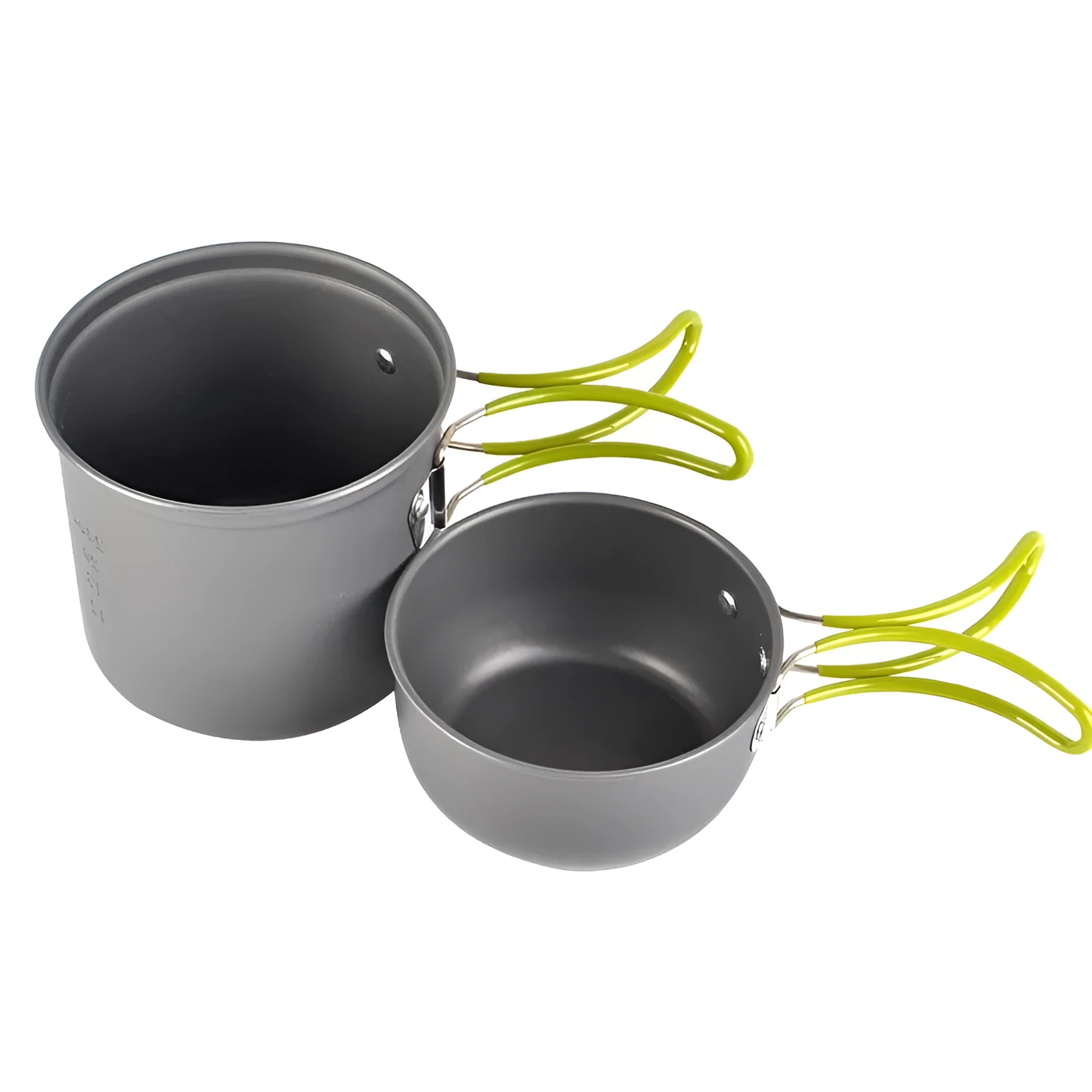 Green DS-101 camping cookware small aluminium pot with lid and mesh bag