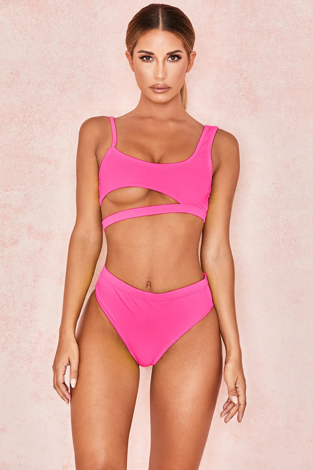 Solid colour ladies nylon spandex one piece swimsuit with chest pad in black, green, pink, white