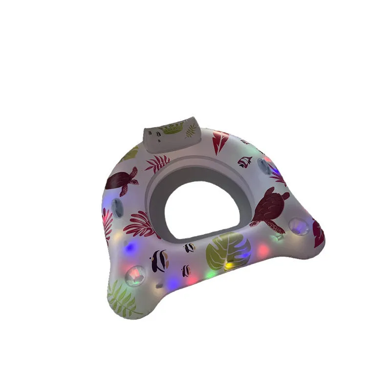 White U-shaped luminous inflatable float for pool lounging.