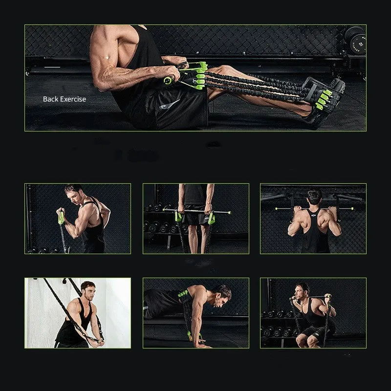 Nylon bench press chest muscle training equipment for home use, Versatile Suit Knight Edition model on a floor.