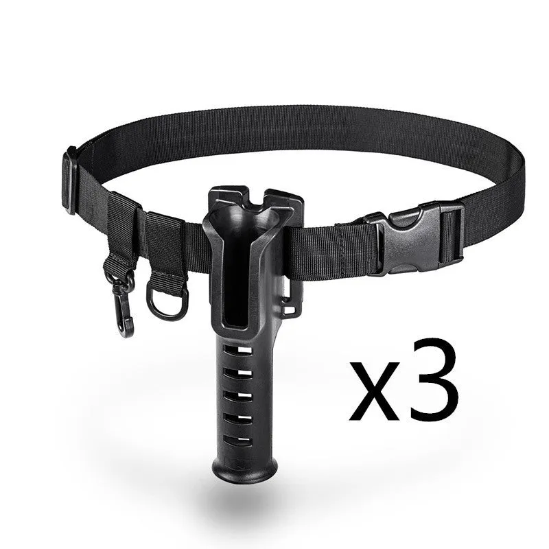 Fishing rod belt support bracket in black nylon, waist-mounted holder for rods with handle diameter under 3.5cm