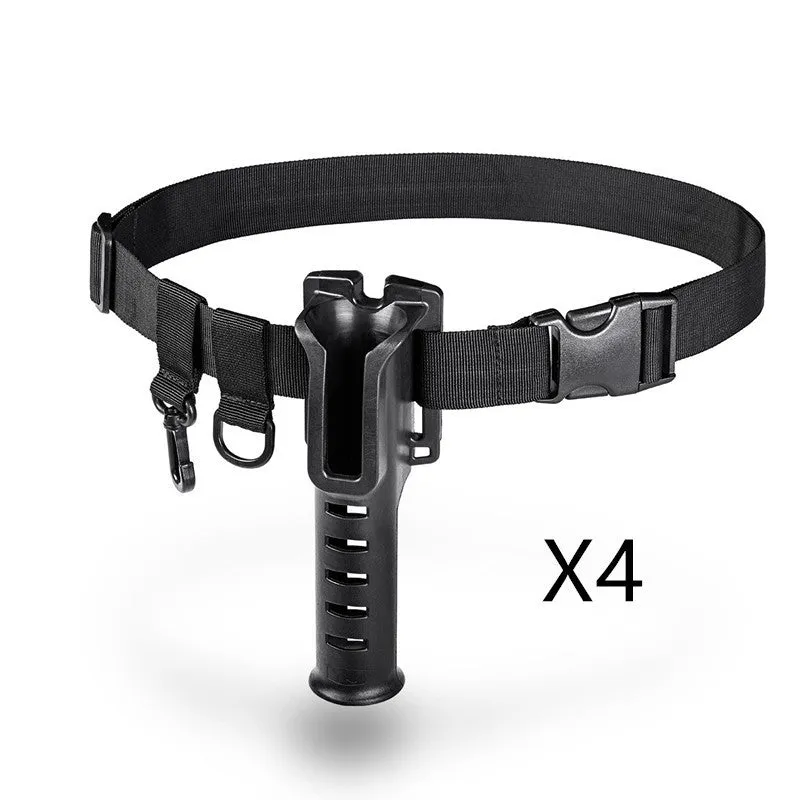 Fishing rod belt support bracket in black nylon, waist-mounted holder for rods with handle diameter under 3.5cm