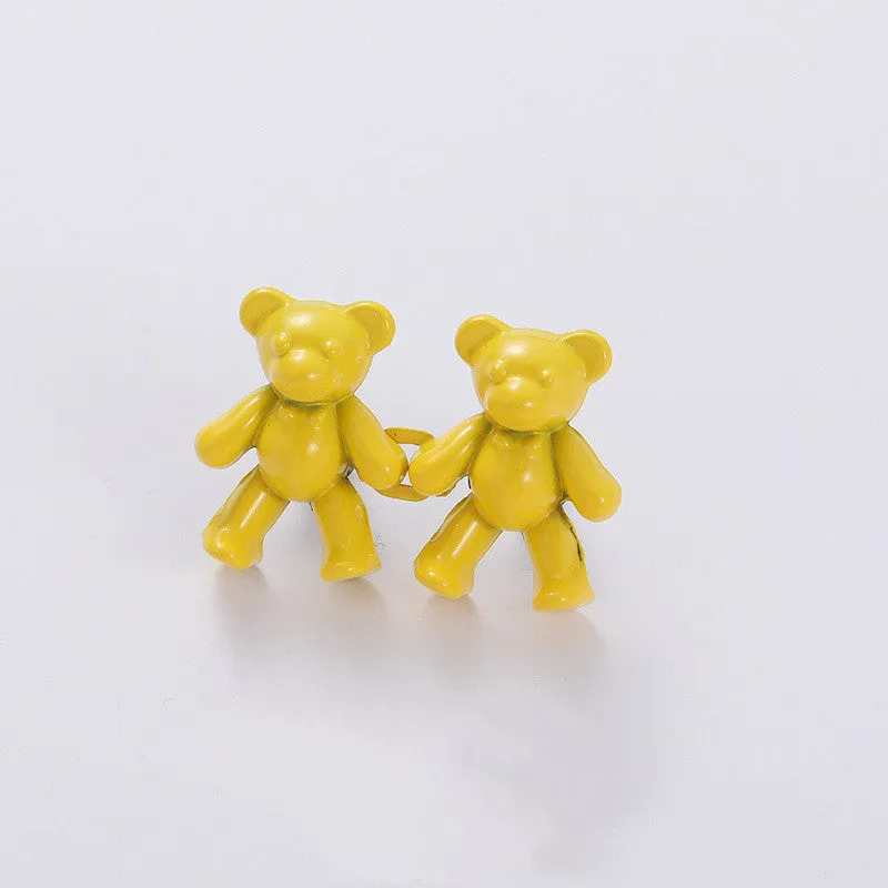 Cute bear alloy waist clip fastener for trousers, 40mm x 27mm, available in multiple colours