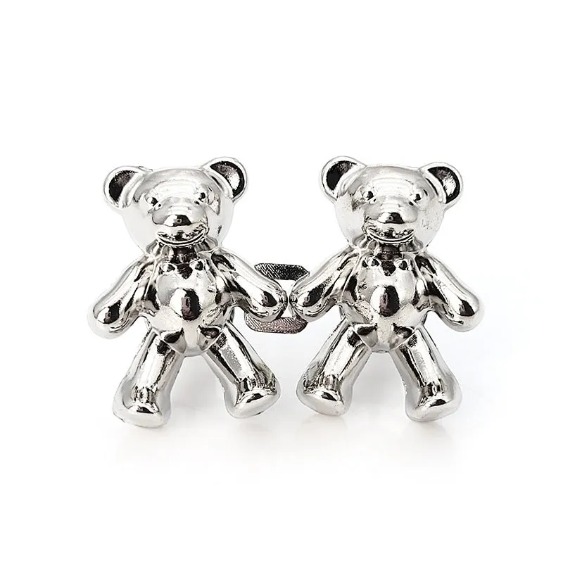 Cute bear alloy waist clip fastener for trousers, 40mm x 27mm, available in multiple colours